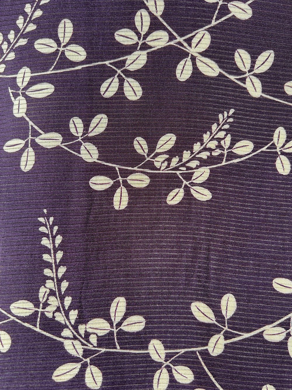 A5 夏物 扇に刺繍の萩の葉模様 淡い薄紫色 金糸 絽 紗 正絹 六通 袋帯 A5 夏物 扇に刺繍の萩の葉模様 淡い薄紫色 金糸 絽 紗