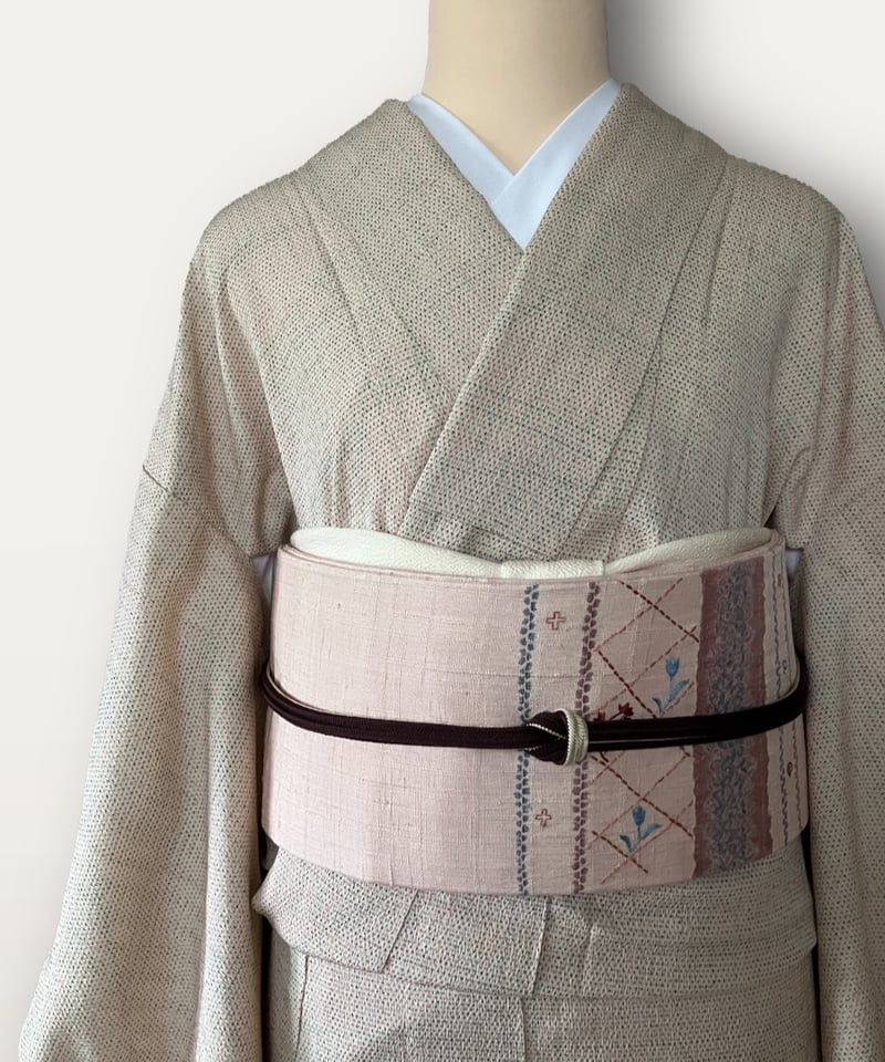 本塩沢 単衣 ベージュ［K146］ | kimono ulala
