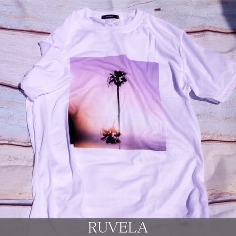 RUVELA ORIGINAL パームツリープリントTシャツ 半袖 ユニセックス