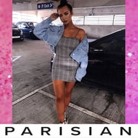 即納★UK発★Parisian★チェック柄キャミボディコンミニワンピース
