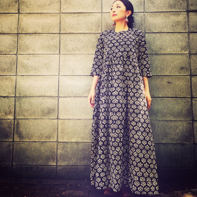 ニーラ　neela ブロックプリントワンピース ニーラ neela ブロックプリントワンピース