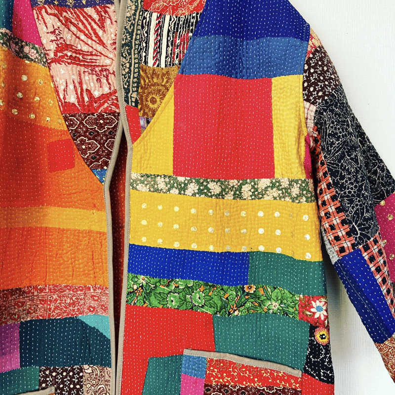 カンタ刺繍ロングジャケット マルチカラーロングコート