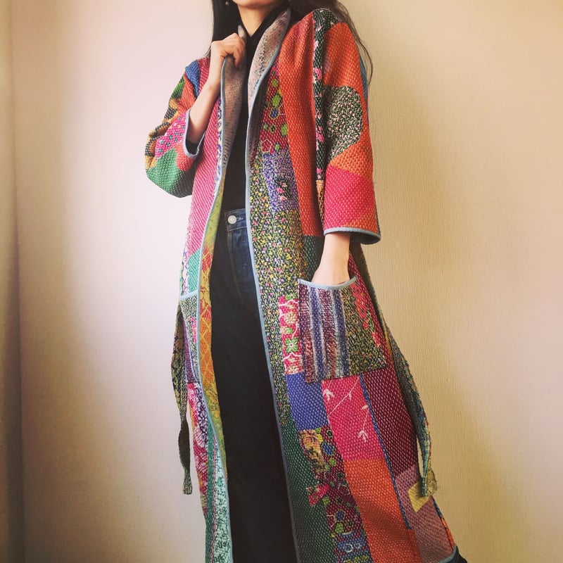 カンタ刺繍 VINTAGE KANTHA KIMONO JACKET-3 | Neela ca...