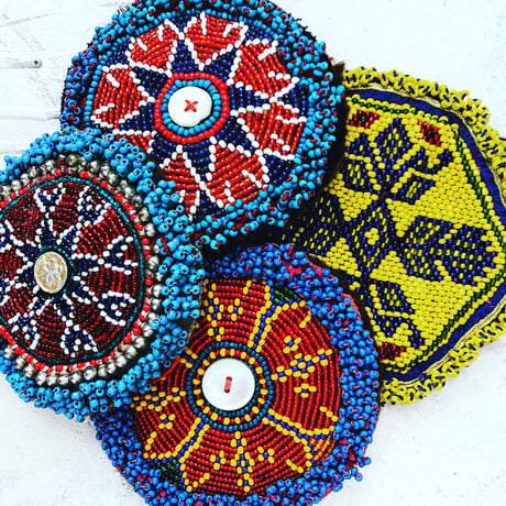 アフガングラスビーズ✺ミラー ビンテージサングラス／メガネ／眼鏡／セーフティグラス