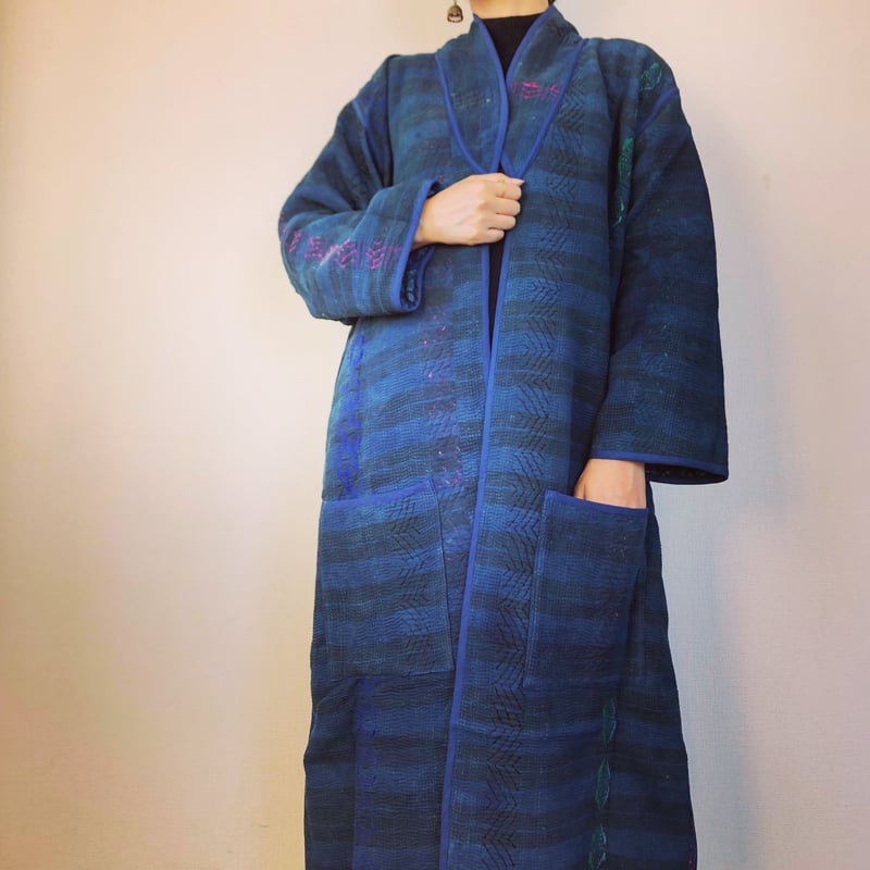 Indigo カンタ刺繍コート a | Neela caravan