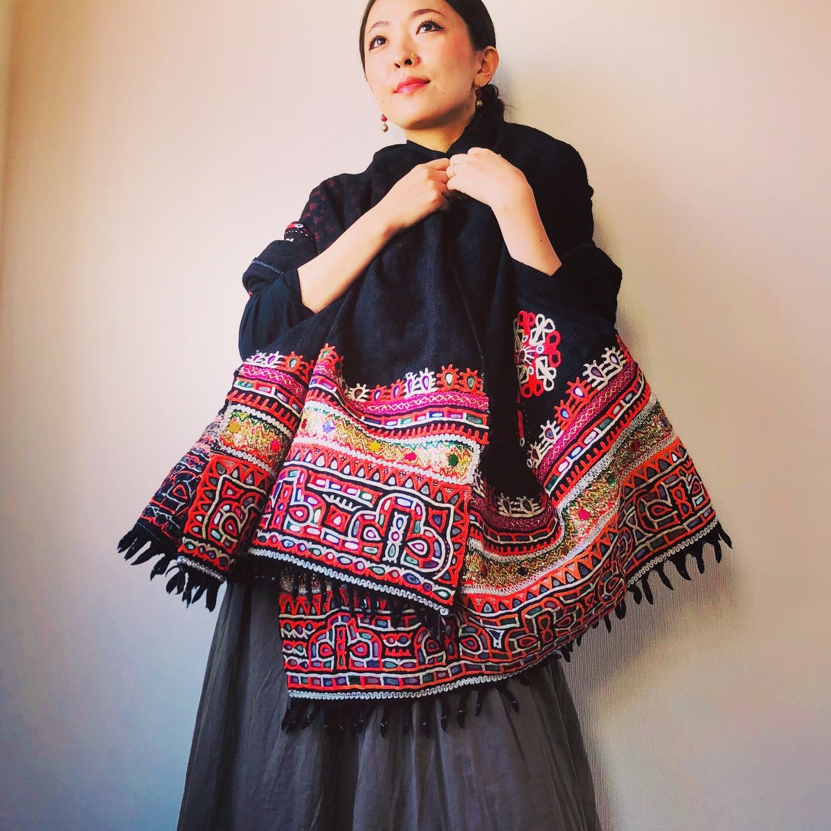 インド ラバリ族刺繍アーティスト作品カンタキルト インド ラバリ族刺繍アーティスト作品カンタキルト