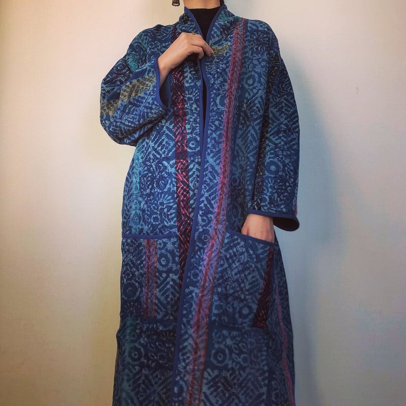 fabracadabra カンタ刺繍 ロングコート Indigo カンタ刺繍コート a | Neela caravan