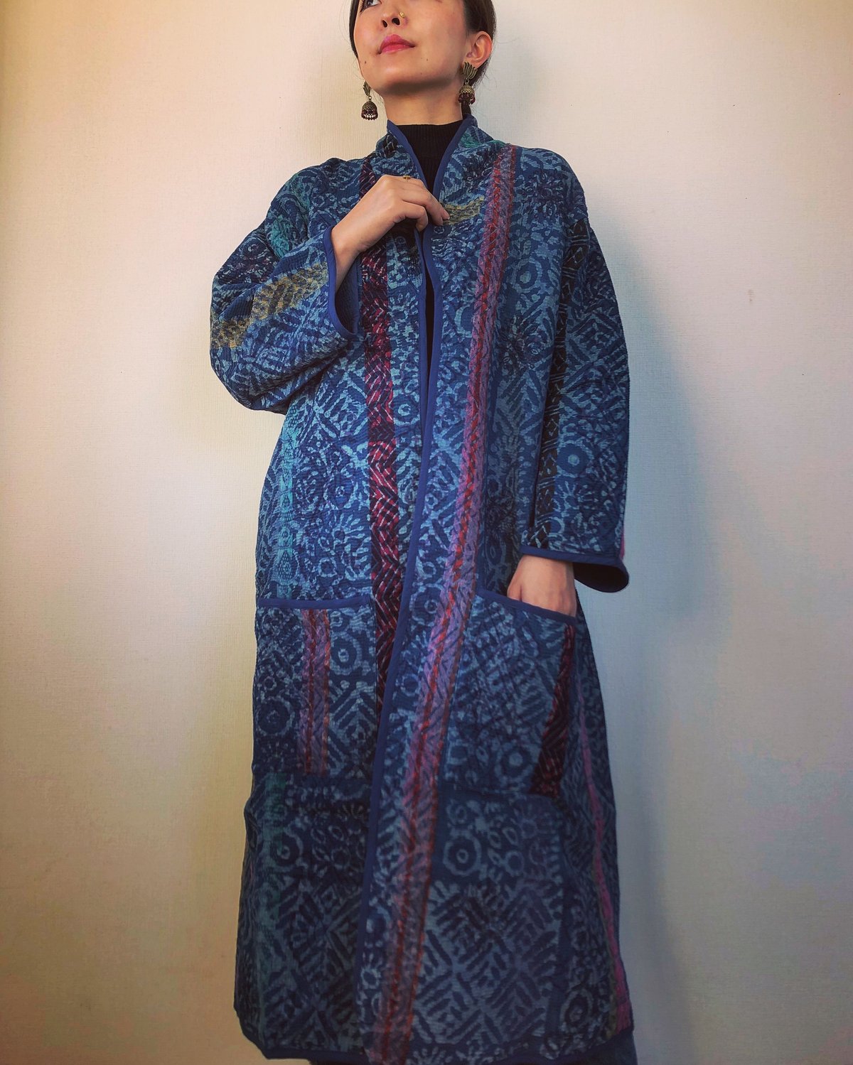Indigo カンタ刺繍コート a | Neela caravan