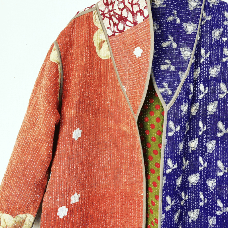 HGAP228/ファブラカダブラ ノーカラージャケット ステッチ 刺繍 M~L カンタ刺繍ジャケット_17 | Neela caravan