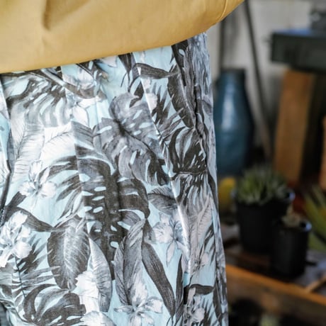Monitaly, Drop Crotch Shorts, Cotton Print Floral Turq