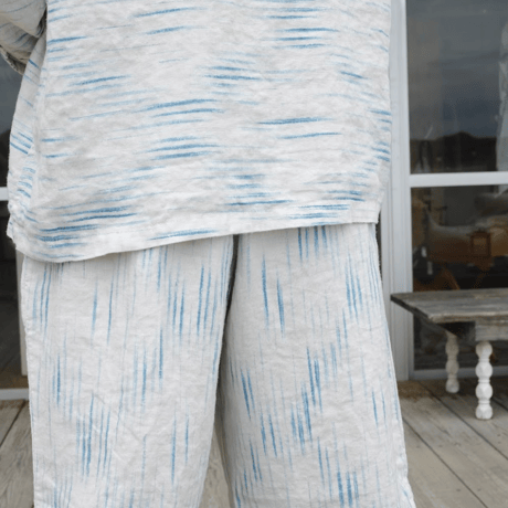 PORTER CLASSIC, OLD FRANCE INDIGO PRINT LONG SHIRT