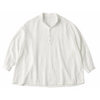 PORTER CLASSIC, SUVIN GOLD GAUZE STAND COLLAR LONG SMOCK SHIRT