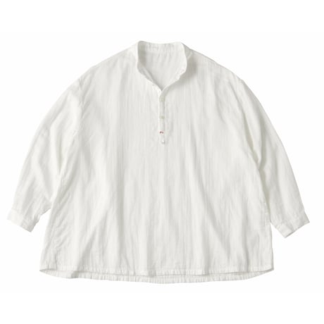 PORTER CLASSIC, SUVIN GOLD GAUZE STAND COLLAR LONG SMOCK SHIRT