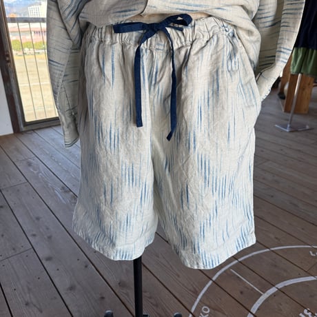 PORTER CLASSIC, OLD FRANCE INDIGO PRINT SHORTS
