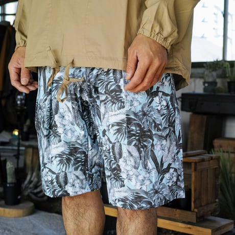 Monitaly, Drop Crotch Shorts, Cotton Print Floral Turq