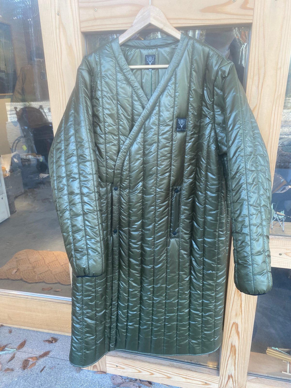 South2 West8, Quilted V Neck Coat Nylon Ripstop