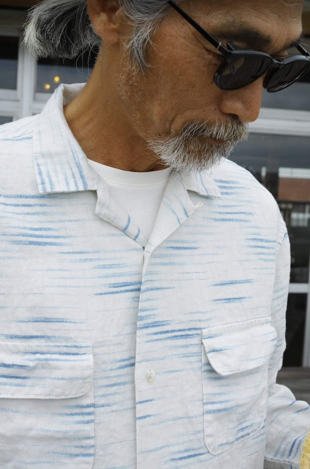 PORTER CLASSIC, OLD FRANCE INDIGO PRINT LONG SH
