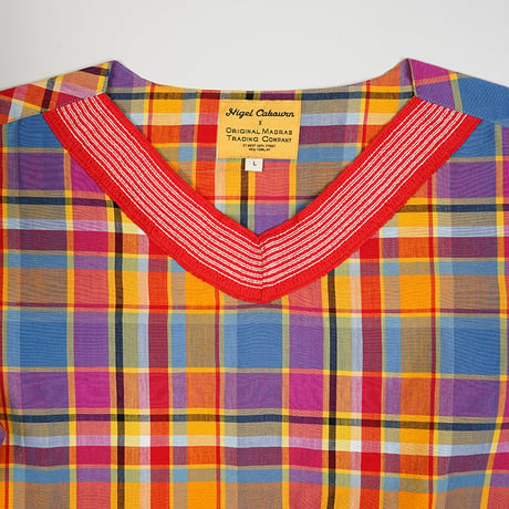 Nigel Cabourn×ORIGINAL MADRAS TRADING COMPANY,Rib V Neck
