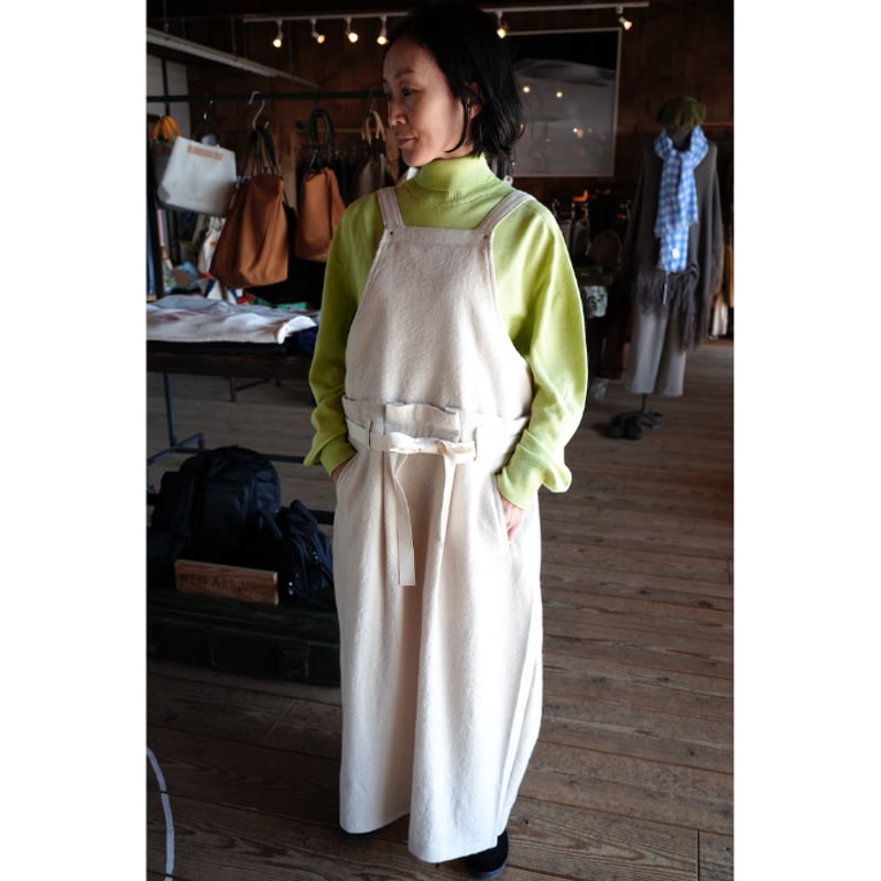 極美品★ASEEDONCLOUD★HW apron★ウール エプロン★カーキ 極美品☆ASEEDONCLOUD☆HW apron☆ウール エプロン☆カーキ