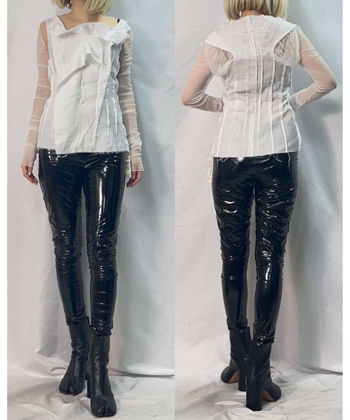 最終値下げ　美品　alice e laboratory ブラウス　コットン エミュラル emural フリルネックギャザーコットンブラウス