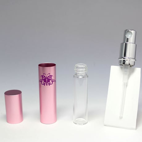 日本製　消毒用エタノールにも対応！移し替えに便利なノズル＆ジョーゴ付　ヒロミチ パースメタルアトマイザー 揚羽蝶ピンク　保証書付き
