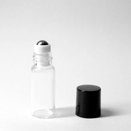 日本製 3mlガラスロールオンボトル クリアボトル ブラックキャップ 移し替え用ジョーゴ付き