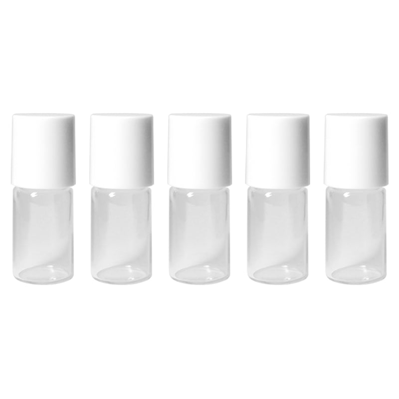 日本製 2mlガラスロールオンボトル クリアボトル 白キャップ5個セット