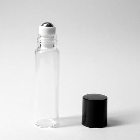 日本製 5mlガラスロールオンボトル クリアボトル ブラックキャップ5個セット  移し替え用ジョーゴ付き