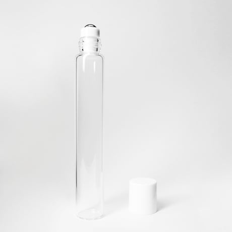 日本製10mlガラスロールオンボトル クリアボトル 白キャップ 移し替え用ジョーゴ付き