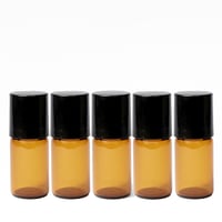 日本製 2mlガラスロールオンボトル遮光瓶ブラックキャップ5個セット  移し替え用ジョーゴ付き