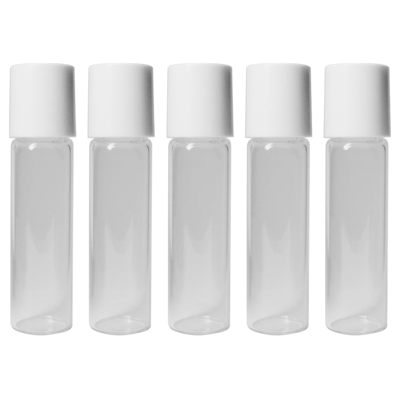 日本製 5mlガラスロールオンボトル クリアボトル 白キャップ5個セット