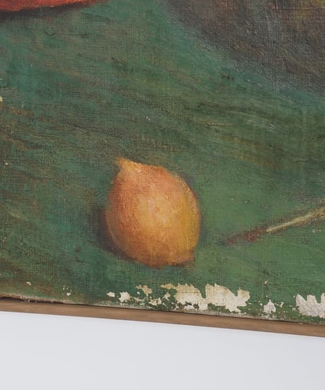 静物の絵画 / 琺瑯ケトルと南瓜と檸檬