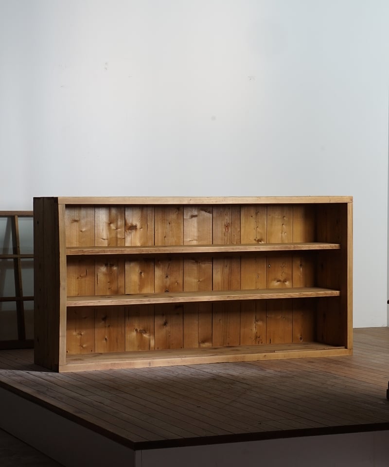 食器棚　本棚　ガラス棚　大容量　大型　木製 オープンラック 幅90cm 3段 ガラス天板 格子 天然木 FOREST