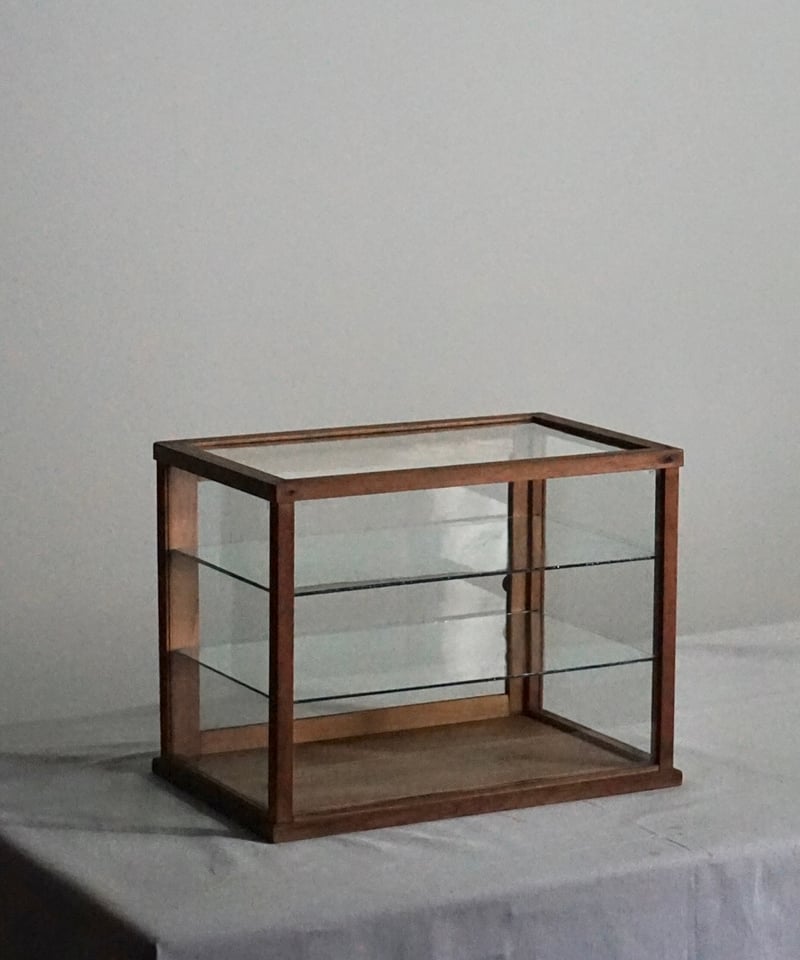 卓上ショーケース　ショーケース　木製　ダイヤガラス　古道具　アンティーク　レトロ 卓上ショーケース ショーケース 木製 ダイヤガラス 古道具