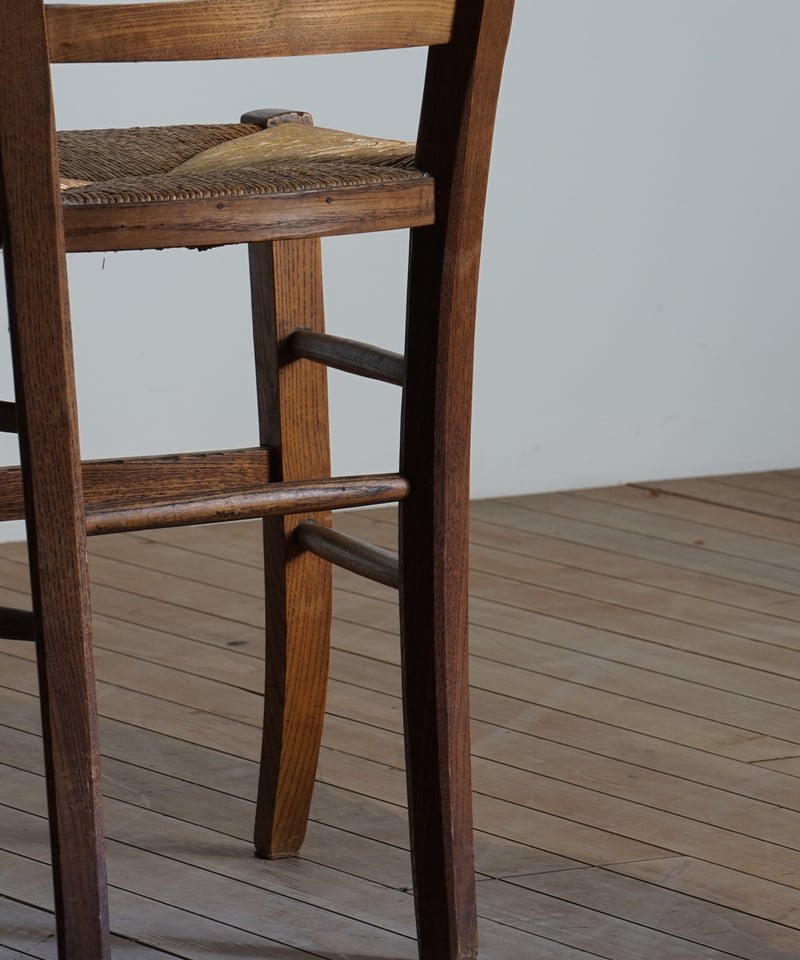 フランスアンティーク　ラッシュ編みチェア　ブロカント　店舗什器　無垢材　古家具 フランスアンティーク ラッシュ編みチェア ブロカント 店舗什器 無垢材
