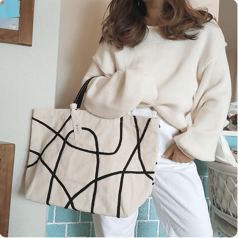 beej(ビージ)/Canvas Line big totebag | with shore