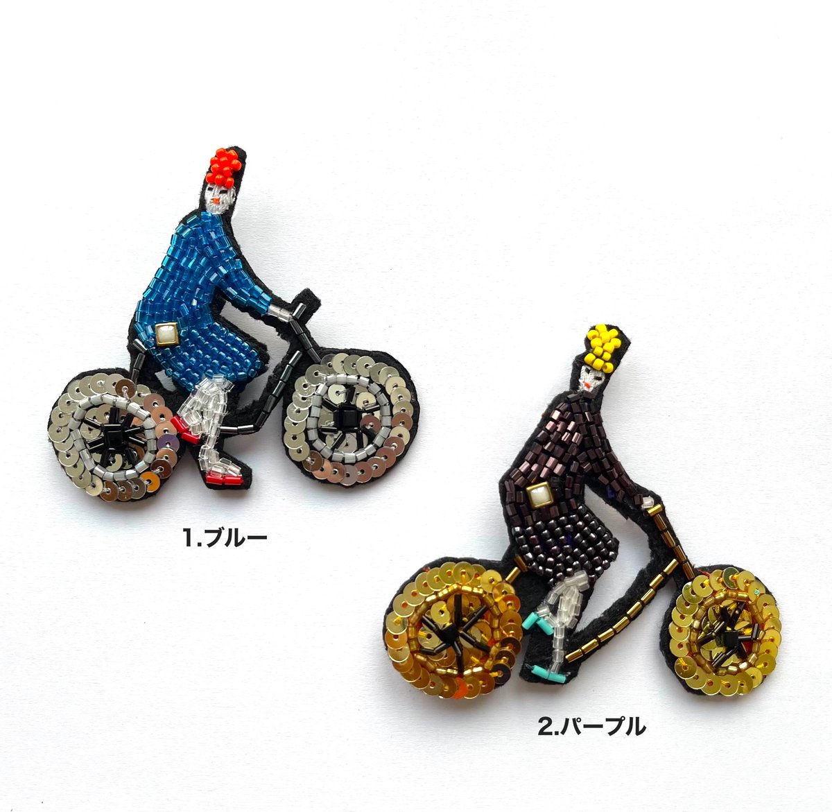 自転車ガール | ビーズブローチ | coloridoM | コロリードM