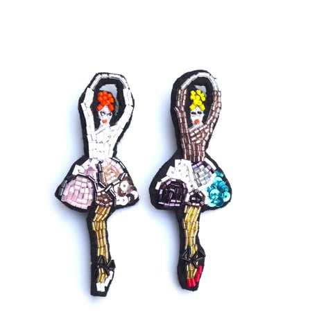 ピンキーバレリーナ a ballet dancer | ビーズブローチ hand made beads brooch