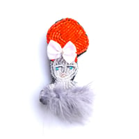オレンジヘアガール orange hair girl  | ビーズブローチ hand made beads brooch