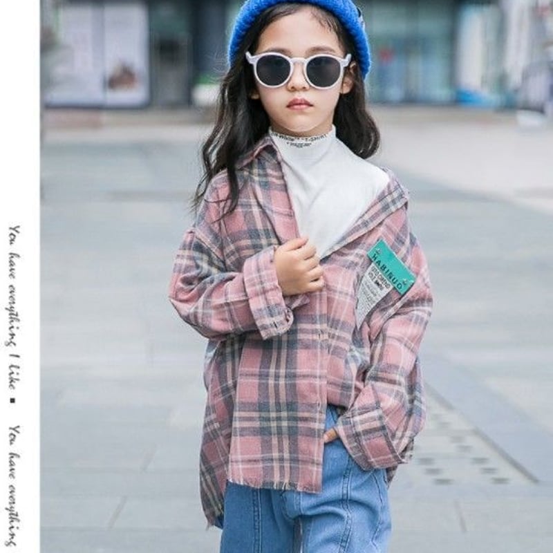 再再入荷☆kids☻ﾁｪｯｸ柄ﾃﾞｻﾞｲﾝｼｬﾂ【ﾋﾟﾝｸ】#320 | smilekids888