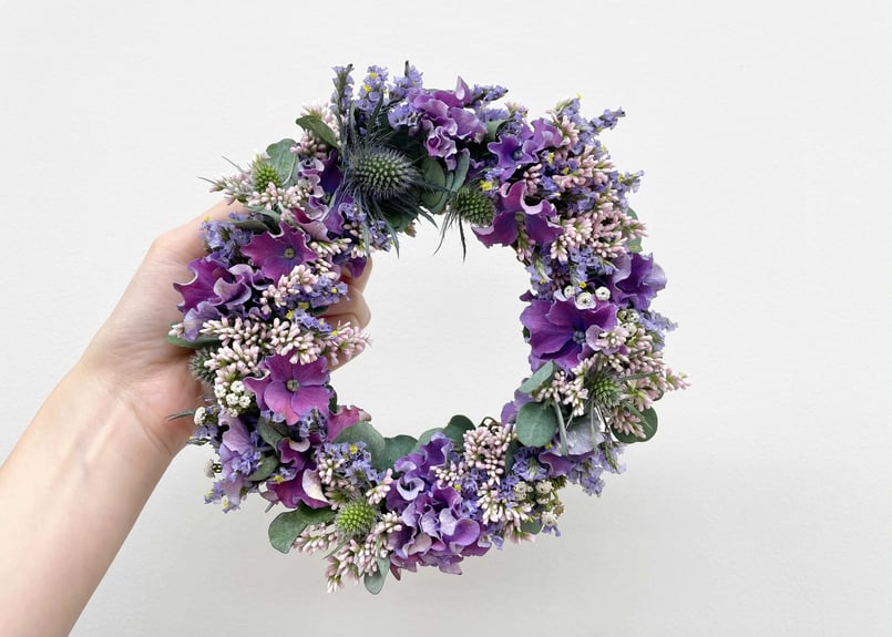 紫陽花リース　あじさいリース リース 完成品【色が選べるリース】あじさい 紫陽花 アジサイ 玄関