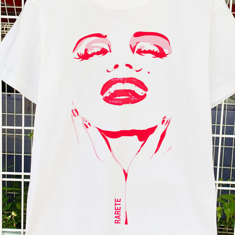 RARETE (ラルテ)   マリリンモンロー シルエット ポーズ ピンク  Tシャツ ホワイト