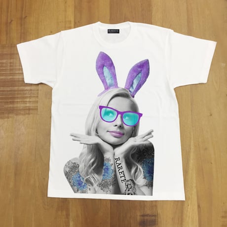 RARETE (ラルテ)   バニー タトゥー サングラス  Tシャツ  ホワイト  Tシャツ 星柄 star