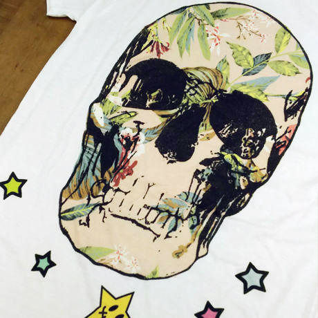 RARETE (ラルテ)  入手困難  ドクロ スカル 花柄   Tシャツ ホワイト  星柄 star