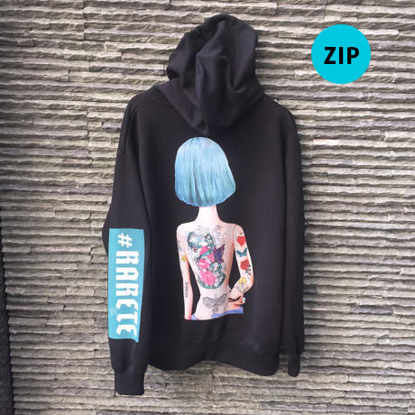 RARETE (ラルテ) 人形 後ろ姿 Tatoo   ZIP パーカー ブラック 星柄