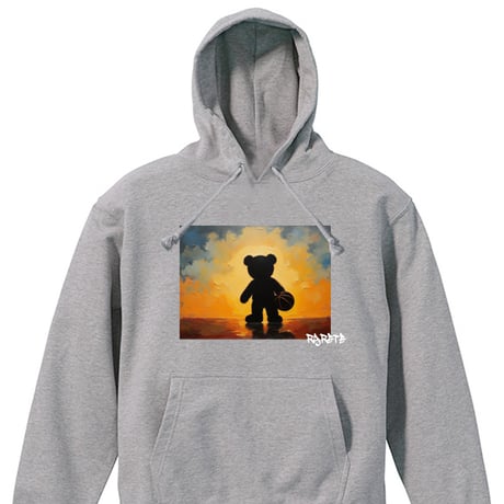 RARETE (ラルテ)  Teddy bear　silhouette　basketball　テディベア シルエット　バスケ スエット パーカー 油絵