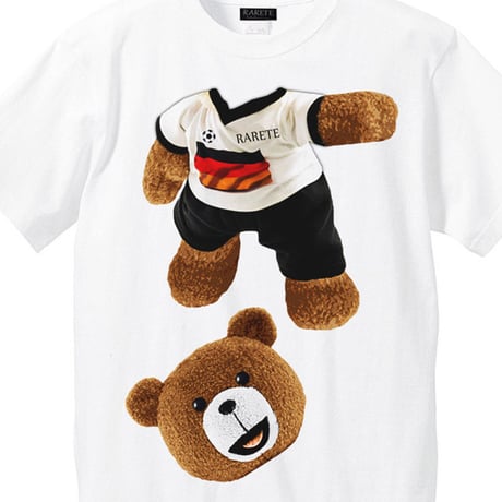 RARETE (ラルテ)   テディベア サッカー (茶色)  Tシャツ ホワイト