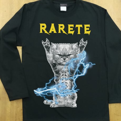 RARETE (ラルテ)  CAT イナズマ  猫  ブラック  長袖Tシャツ