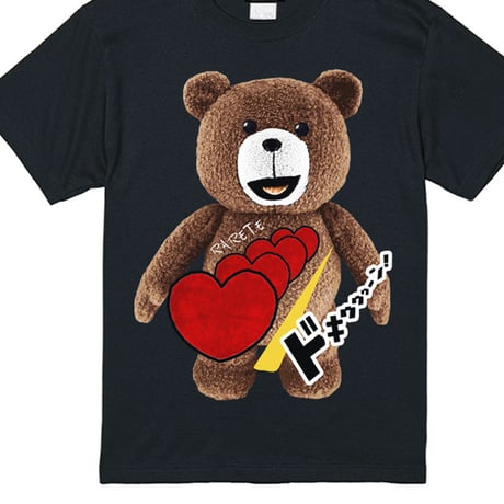 RARETE (ラルテ)   テディベア ハート ドキゥゥゥーン！  Tシャツ ブラック