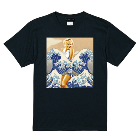 RARETE (ラルテ) 　マリリンモンロー 名画 コラージュ    Tシャツ  ブラック